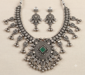 Antique Oxidized Gold Plated Trendy Bohemian Lovers Women's <b>Statement</b> <b>Necklace</b> Earrings Set Zircon for Wedding Engagement - Product Image 5