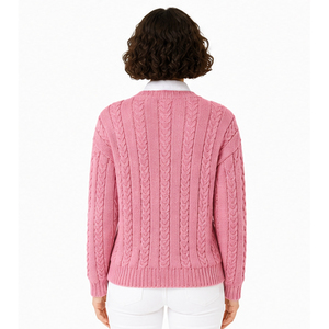 Women Crew Neck Cardigan Long Sleeve <b>Knitted</b> <b>Sweater</b> Winter Solid Color Button Front Regular Fit 100% Acrylic Casual High Street - Product Image 4