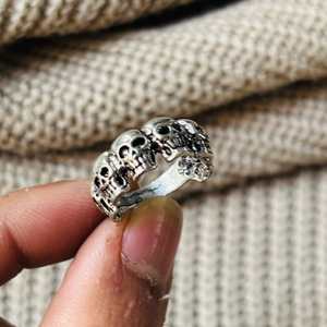 Fashionable Unique Latest Skull <b>Ring</b> Gothic Brass <b>Rings</b> Men Oxidized Silver Finish Punk Skeleton Bands <b>Chunky</b> Jewelry Wholesale - Product Image 4