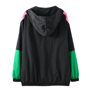 Black Coated Half Zip Windbreaker <b>Jacket</b> Plus Size Waterproof Microfleece <b>Lightweight</b> Hooded Stand <b>Summer</b> Streetwear Print 2027 - Product Image 4