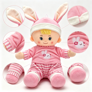 customized cute blonde baby plush toy, infant security comfort plush, rabbit themed cloth <b>doll</b> - Product Image 3