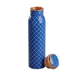 Printed <b>Metal</b> <b>Water</b> <b>Bottle</b> with Gold Cityscape Design Copper Lid Portable Travel Drinkware Modern Style - Product Image 2