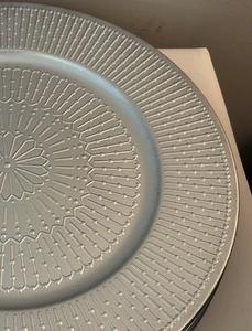 Exotic and exclusive with premium quality product with beautiful flora design Silver Geometric Mandala Embossed <b>Metal</b> <b>plate</b> - Product Image 3