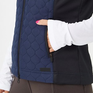 Gilet matelassé sans manches pour femme, taille haute, longueur intégrale, bleu uni, noir, avec fermeture éclair, respirant, en tricot, élasthanne, polyester - Product Image 6