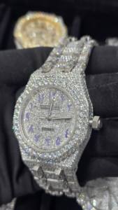 Montre de luxe en acier inoxydable, mouvement mécanique automatique, édition limitée, sertie de moissanite, pour homme, avec boîte - Product Image 5