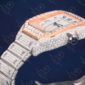 Reloj mecánico artesanal con caja de acero inoxidable, correa de acero inoxidable, lectura analógica, diamantes moissanita con claridad VS VVS EF - Product Image 4