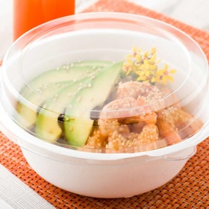 Nouveau couvercle jetable en bagasse de canne à sucre pour bol de 32 oz, emballage biodégradable pour fêtes et plats à emporter, bols alimentaires compostables 2026 - Product Image 1