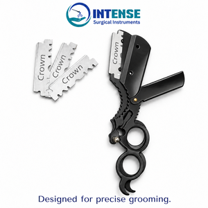 มีดโกนตรงแบบมืออาชีพพร้อมด้ามจับแบบกรรไกรและใบมีดเปลี่ยนได้ 4 ใบฟรี - Product Image 1
