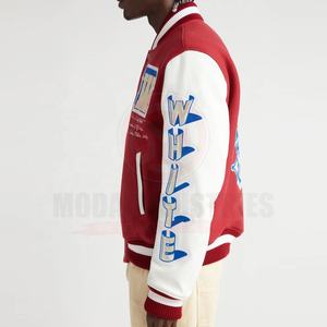 OEM Custom Leather Sleeve Cropped <b>Baseball</b> <b>Jacket</b> Plus Size Chain Chenille Embroidery Vintage Letterman Varsity <b>Jacket</b> <b>for</b> <b>Men</b> - Product Image 2