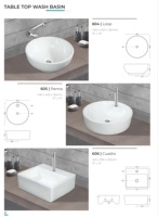 Lavabo rond en céramique blanc à poser sur comptoir, 400x400mm, design minimaliste en travertin poli, capacité 12L, certifié NSF