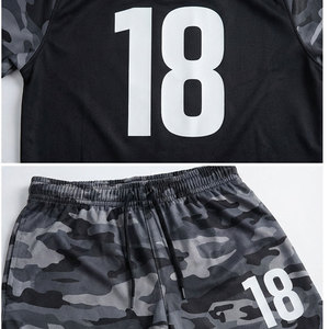 Ensemble de maillots de football personnalisés sublimés pour hommes, camouflage, col en V, manches courtes, uniformes respirants, taille adulte, polyester 180g - Product Image 5