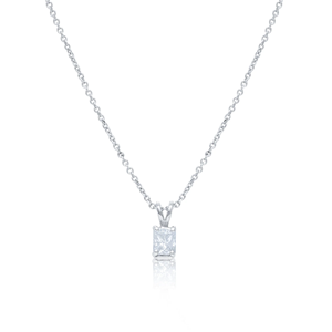 0.46 CT <b>Emerald</b>-Cut Diamond Rhodium Plated <b>Pendant</b> - Product Image 1