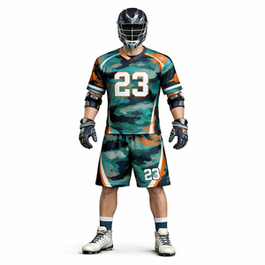 ชุดยูนิฟอร์มลาครอสแบบสั่งทำขายส่ง เสื้อเจอร์ซีย์แบบซับลิเมชั่น ระบายเหงื่อ ป้องกันรังสียูวี พร้อมสกรีนชื่อทีม รับผลิตแบบ OEM ODM จากผู้ผลิตชุดกีฬา - Product Image 1