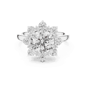 Bague en or massif 18 carats d'inspiration jardin, mettant en valeur un diamant de laboratoire couleur E de 2,00 CTW avec des accents floraux de 0,74 CTW, pour un cadeau spécial - Product Image 3