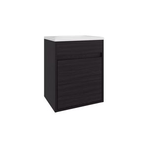 Furman Single-Door Bathroom Vanity with Open <b>Shelf</b> Compact Floating Sink Base Cabinet Black-for <b>Small</b> Spaces - Product Image 4