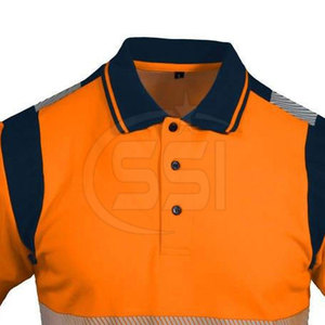 เสื้อโปโลนิรภัยสำหรับงานอุตสาหกรรม ANSI Class 2 กันน้ำ สะท้อนแสงมองเห็นได้ชัดเจน คอปกโปโลแบบคลาสสิก  รับสกรีนโลโก้สำหรับไซต์งาน - Product Image 4