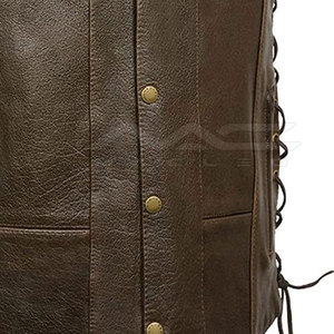 Gilet en cuir moderne, matériau durable, vêtement sans manches, finition soignée, poches avant, fermeture robuste, fabrication en gros - Product Image 3