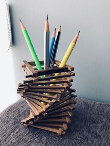 Organizador de escritorio de madera de lujo para bolígrafos y lápices, organizador de bolígrafos de madera minimalista, decoración moderna para oficina, portalápices de madera hecho a mano. - Product Image 6
