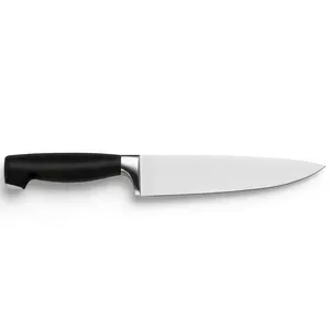 Couteau de chef de 7 pouces avec manche noir lisse et lame argentée pour la cuisine à domicile, découpe de légumes, tranchage de fruits et préparation des ingrédients - Product Image 1