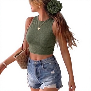 Women's Striped Knitted Tank Top Scoop Neck Casual Spandex Cotton Blend Breathable Regular Length Top - Product Image 1