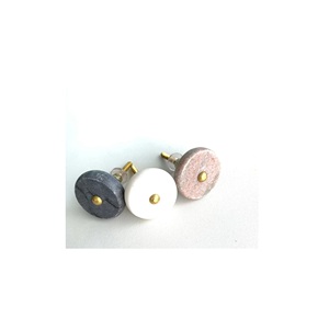 Pomo de mármol decorativo de latón macizo para muebles, herrajes modernos para interiores, pomo de puerta hecho a mano, manija de puerta, pomo de gabinete, forma redonda - Product Image 1