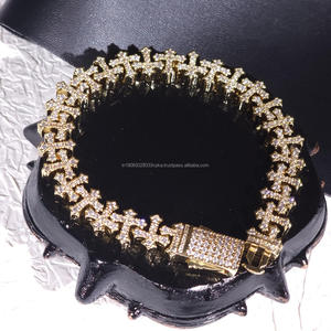 Bracelets pour hommes en argent sterling 925, style hip-hop, avec croix glacée holographique et moissanite, cadeaux d'anniversaire, de mariage et de jubilé - Product Image 2