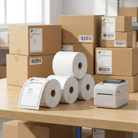 Étiquettes adhésives thermiques personnalisées en couleur 4x6 100x150 en rouleau pour solutions d'étiquetage d'emballage logistique