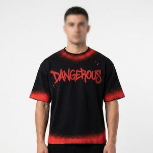 Custom Logo Men's Casual <b>Spray</b> Dye Tee Shirt Plain Gym and Streetwear T-Shirts Bulk Wholesale Factory Price - Product Image 2