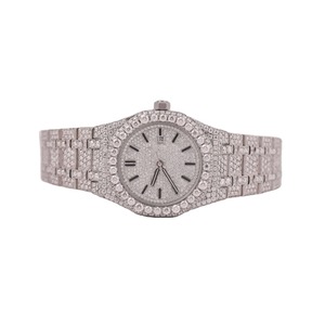 Luxury Trendy Stainless Steel Sapphire Crystal Bling <b>Watch</b> Lab <b>Diamond</b> VVS Moissanite Fancy Handmade Design for Men's 10 Bar - Product Image 1