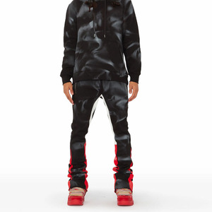 Men's Black <b>Tie</b> <b>Dye</b> Hoodie Tracksuit <b>Set</b> Full Sleeve Elastic Waist Streetwear Autumn Wear Regular Fit 100% Polyester - Product Image 1