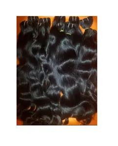 Real Indian human Hair available at factory price Hair cuticles aligned Virgin Raw Extension Human Hair weft at wholesale price