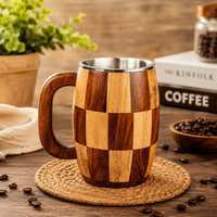 Chopes à bière en bois avec poignée, design vintage classique, réutilisables, accessoires de bar pour usage domestique, objets de collection, écologiques, personnalisables