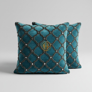 Beaded Embroidered Square Floral Print Handmade 100% Polyester <b>Throw</b> Pillow Cover Home Decor Custom Orders - Product Image 2