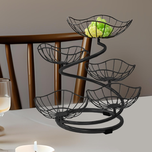 Canasta de Frutas Moderna y Duradera de 5 Niveles, Contenedor de Alambre Metálico que Ahorra Espacio, Color Negro, 5 Canastas, para Hogar, Jardín, Cocina, Comedor, Bar - Product Image 4