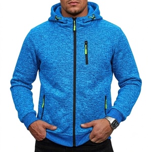 Men's Hooded Fleece Zipper Sweatshirt Solid Color Regular Fit Casual Autumn Wear Breathable Knitted Polyester 2027 - Product Image 6