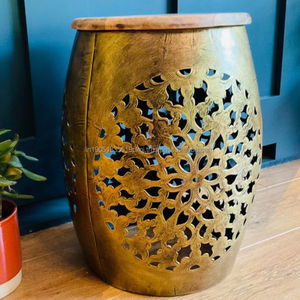 Table de coupe de grand livre en métal en aluminium Tabouret de forme ronde Table basse en gros Meilleures ventes Table basse en métal design avec or - Product Image 4