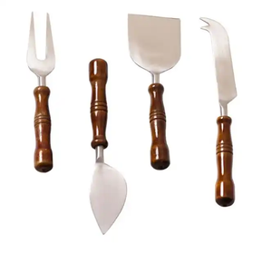 <b>Cheese</b> Spreader for Restaurant Home Hotel Use Wooden Handle Stainless Steel Silver Finished <b>Cheese</b> <b>Knife</b> <b>Set</b> With <b>Cheese</b> Slicer - Product Image 1