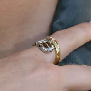 Bague de cocktail ajustable de haute qualité en argent sterling 925 plaqué or 14 carats, design minimaliste, faite à la main pour femmes chrétiennes - Product Image 5