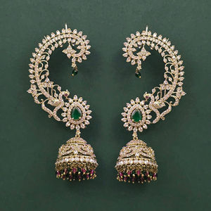 Mayoristas de Joyería Artesanal en India, Pendientes Antiguos con Baño de Mehndi 232199 - Product Image 2