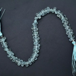 AAA Quality Natural <b>Stone</b> Aquamarine Faceted Teardrop Beads 5*8mm 8 Inch Strand 0.40mm Hole for Jewellery Making - Product Image 1