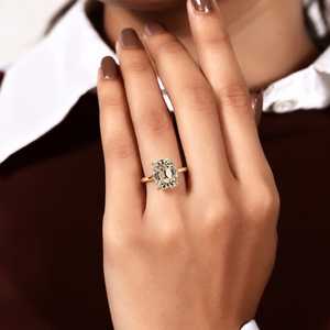 Bague solitaire en diamant de laboratoire taille Old Mine 2 carats, en or massif 10k 14k 18k, or rose, argent, avec anneau de fiançailles à branches fendues - Product Image 3