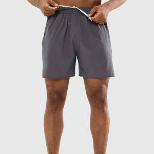 Shorts décontractés pour hommes, gris uni, à séchage rapide, avec cordon de serrage, taille mi-haute, en polyester tricoté - Product Image 1