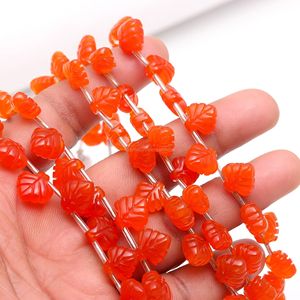 Perles en pierre de cornaline naturelle en forme de feuille, perles en pierre de cornaline sculptées à la main, fabrication de bijoux, perles en pierre de cornaline naturelle de 10-11 mm - Product Image 5
