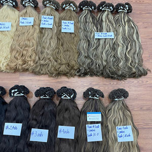Extensiones de cabello humano vietnamita 100% con punta en U, punta plana, texturas onduladas naturales y colores piano, en longitudes completas. - Product Image 5