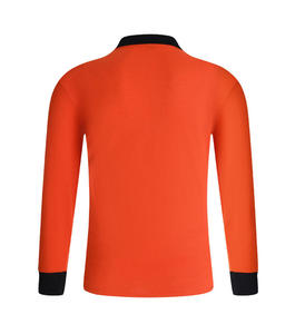 Polo de manga larga naranja para hombre con ribete en contraste y bolsillo en el pecho, corte regular, estilo casual, tejido de punto. - Product Image 3