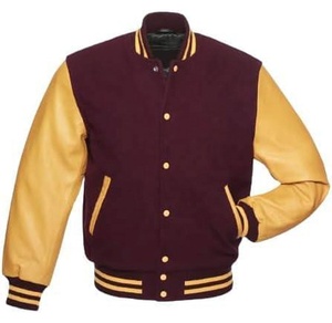 Low MOQ <b>Retro</b> Vintage Mens Letterman Varsity <b>Jacket</b> Custom <b>Leather</b> Baseball Bomber with Embroidered Logo - Product Image 1