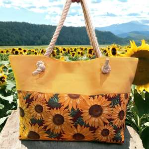 Sac à main motif tournesol pour femme, sac fourre-tout de vacances pour fille, sac à bandoulière classique et tendance en corde de chanvre, impression à la demande, dropshipping - Product Image 2