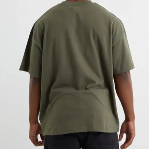 Men's 100% Cotton Woven T-Shirt Oversized Drop Shoulder Crew Neck Boxy Loose Fit Casual Crew Neck T-Shirt for Men at Price - Product Image 4