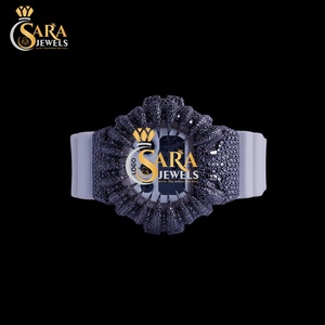 Premium Luxury Diamond Watch VVS Moissanite Iced Finish <b>Rubber</b> Strap Stainless Steel Gift Jewelry From India - Product Image 3