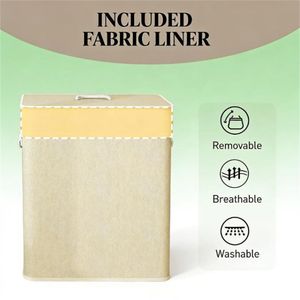 Cesto per Bucato in Bambù Naturale, Cesto in Vimini per Pratico Organizzazione Domestica - Product Image 4